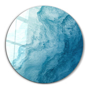 ・"Blue Paint Waves"・Rounded Glass Wall Art - ArtDesigna Glass Printing Wall Art