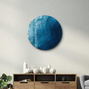 ・"Blue Paint Waves 2"・Rounded Glass Wall Art - ArtDesigna Glass Printing Wall Art