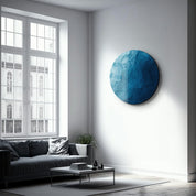 ・"Blue Paint Waves 2"・Rounded Glass Wall Art - ArtDesigna Glass Printing Wall Art