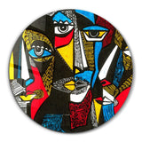 African Faces Colorful | Rounded Glass Wall Art