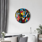 ・"African Faces Colorful"・Rounded Glass Wall Art - ArtDesigna Glass Printing Wall Art