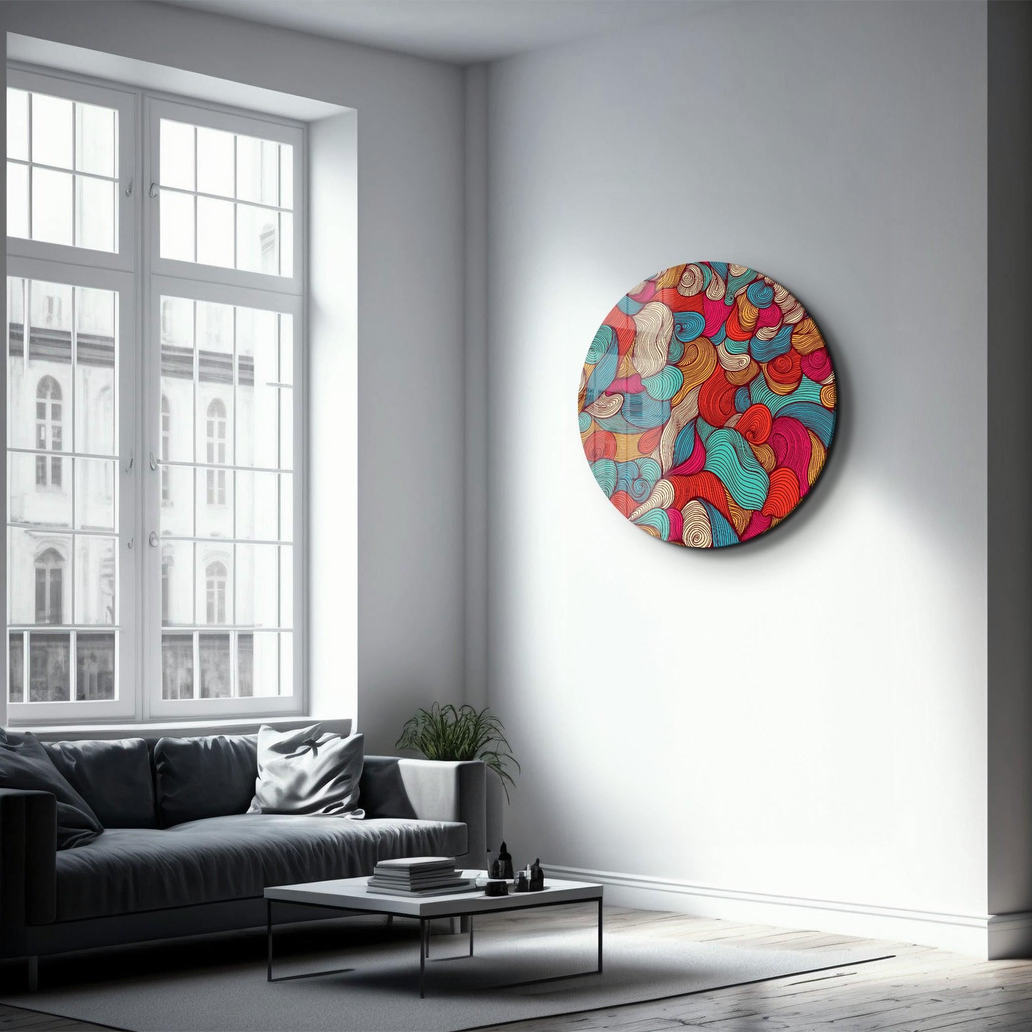 ・"Lines and Colors"・Rounded Glass Wall Art - ArtDesigna Glass Printing Wall Art