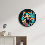 ・"Spy dog"・Rounded Glass Wall Art - ArtDesigna Glass Printing Wall Art