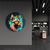 ・"Spy dog"・Rounded Glass Wall Art - ArtDesigna Glass Printing Wall Art