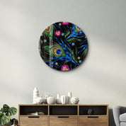 ・"Peacock"・Rounded Glass Wall Art - ArtDesigna Glass Printing Wall Art