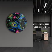 ・"Peacock"・Rounded Glass Wall Art - ArtDesigna Glass Printing Wall Art