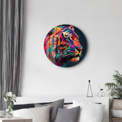 ・"Tiger Illustration"・Rounded Glass Wall Art - ArtDesigna Glass Printing Wall Art