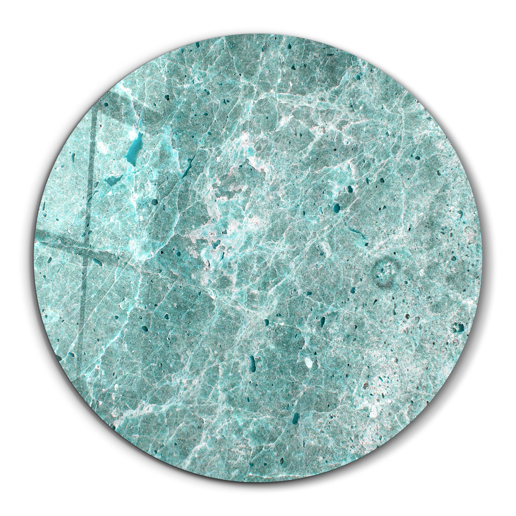 ・"Marble Stone - Blue"・Rounded Glass Wall Art - ArtDesigna Glass Printing Wall Art