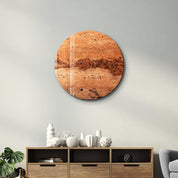 ・"Travertine Stone - Sun"・Rounded Glass Wall Art - ArtDesigna Glass Printing Wall Art