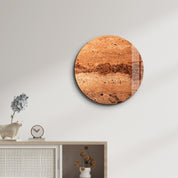 ・"Travertine Stone - Sun"・Rounded Glass Wall Art - ArtDesigna Glass Printing Wall Art