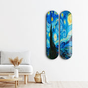 Starry Night by Van Gogh Skateboard | Glass Wall Art