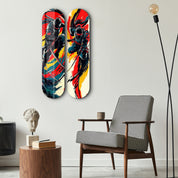 Ninja Showdown Skateboard | Glass Wall Art