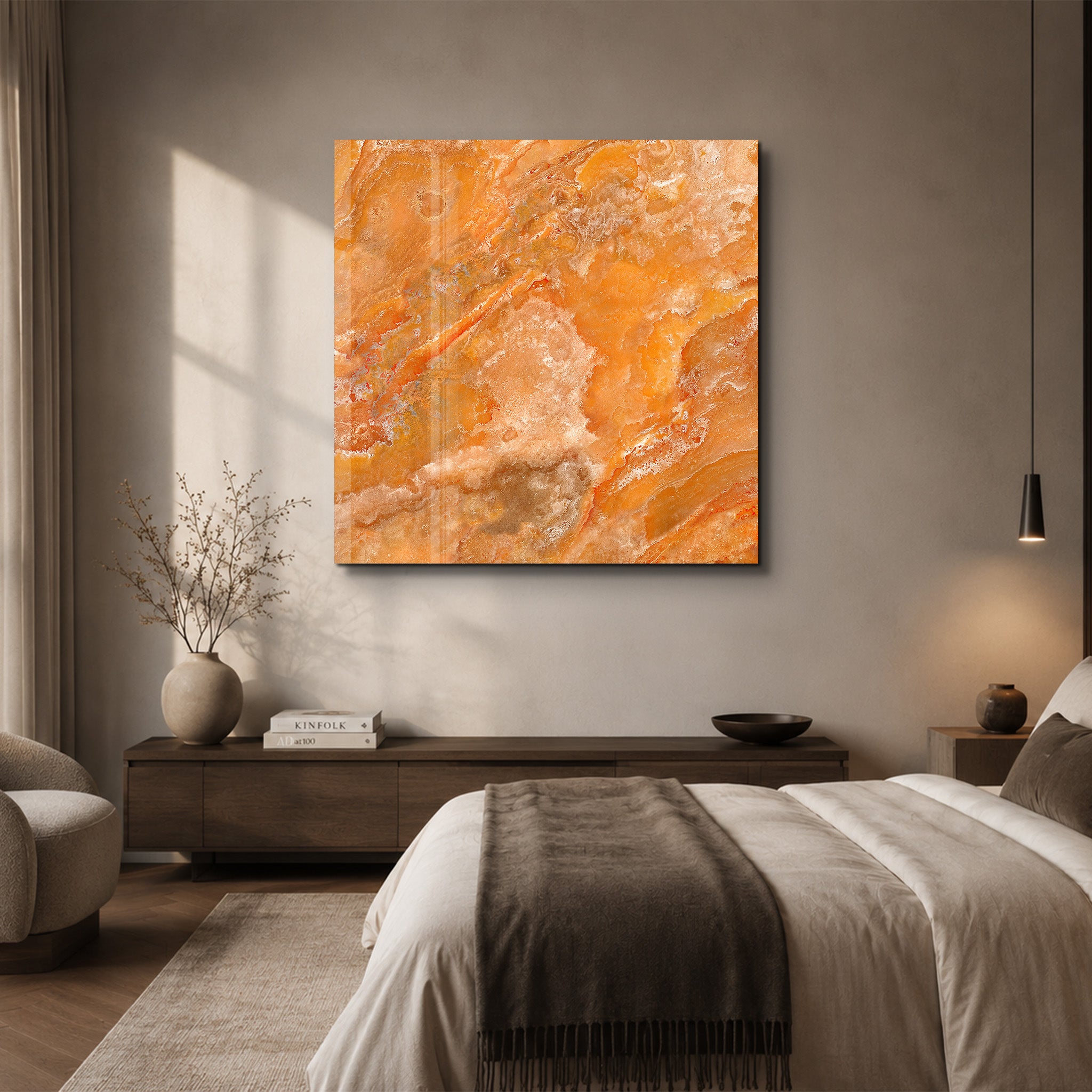 Amber Cloud Square Art | Glass Wall Art