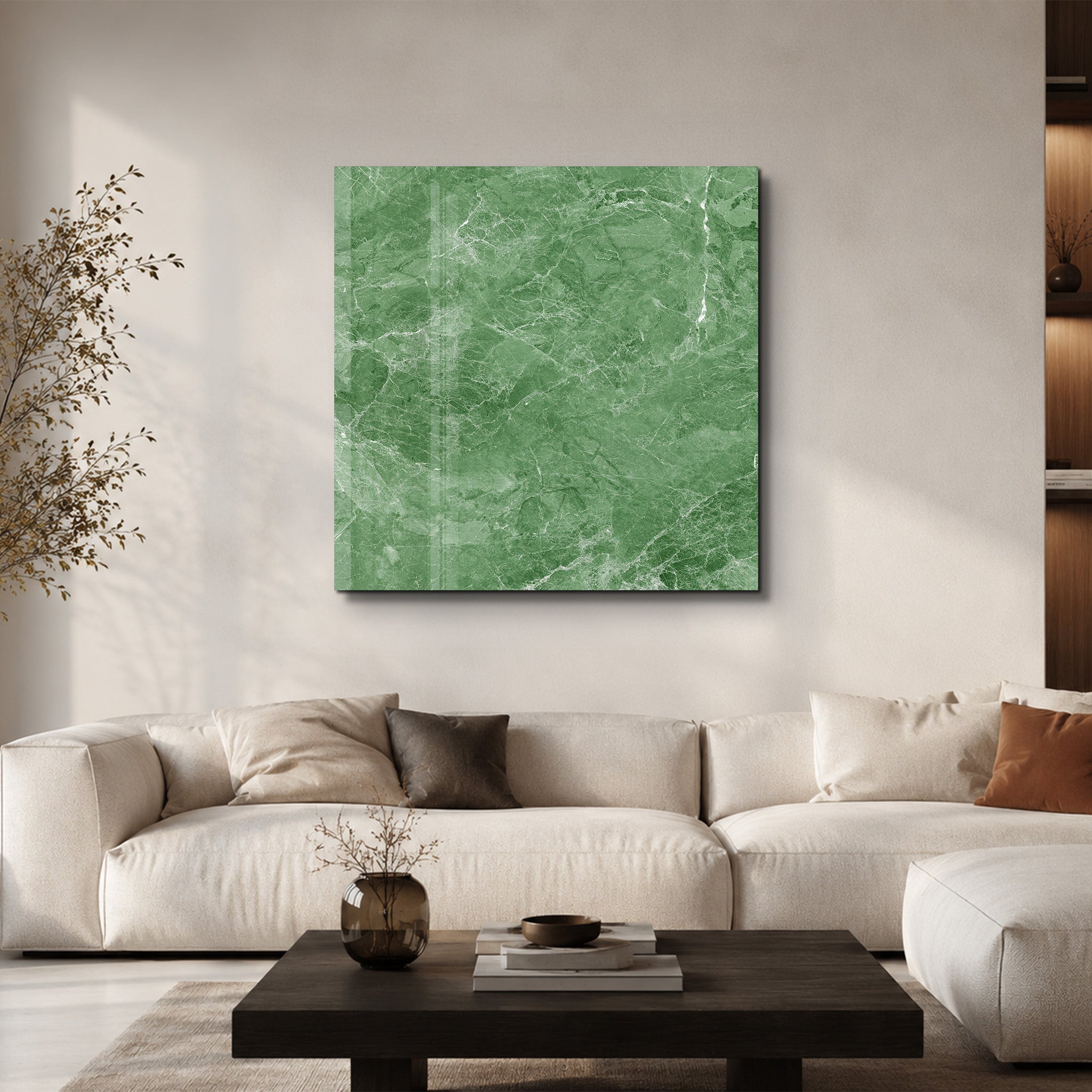 Sage Marble Square Art | Glass Wall Art