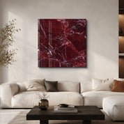 Crimson Veins 2 Square Art | Glass Wall Art