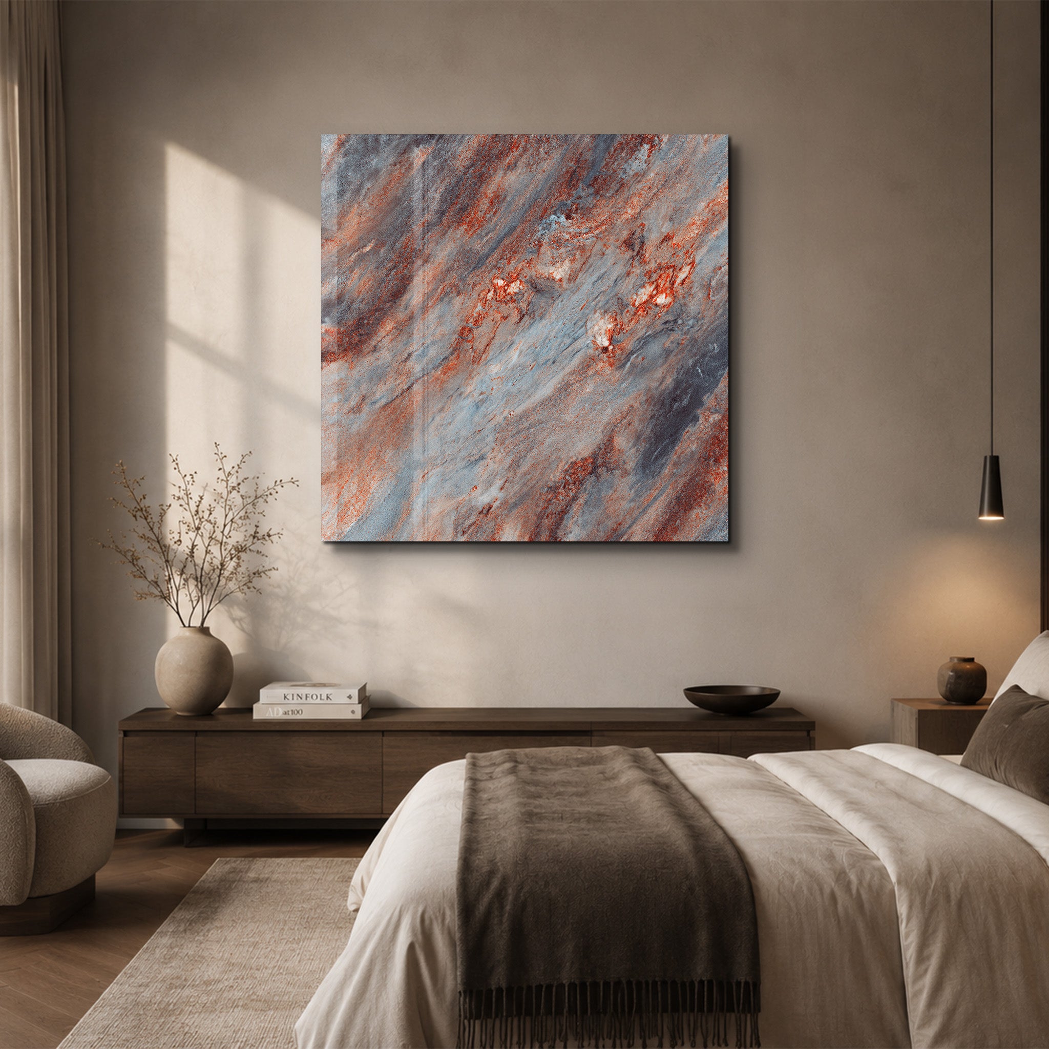 Ember Stone Square Art | Glass Wall Art