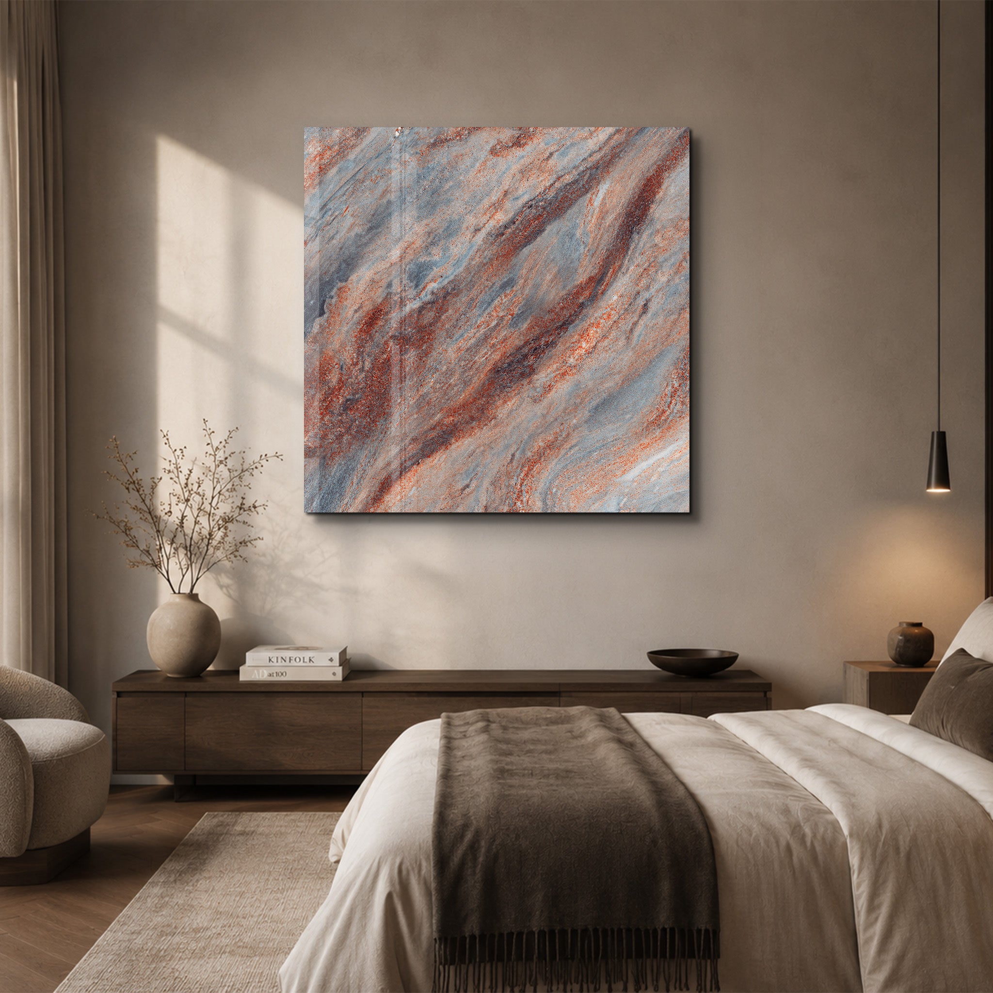 Ember Stone 2 Square Art | Glass Wall Art