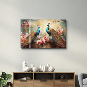 Majestic Peacocks | Glass Wall Art - Artdesigna