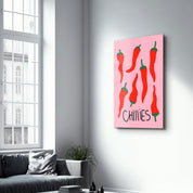 Chillies 🌶️ | Glass Wall Art - Artdesigna