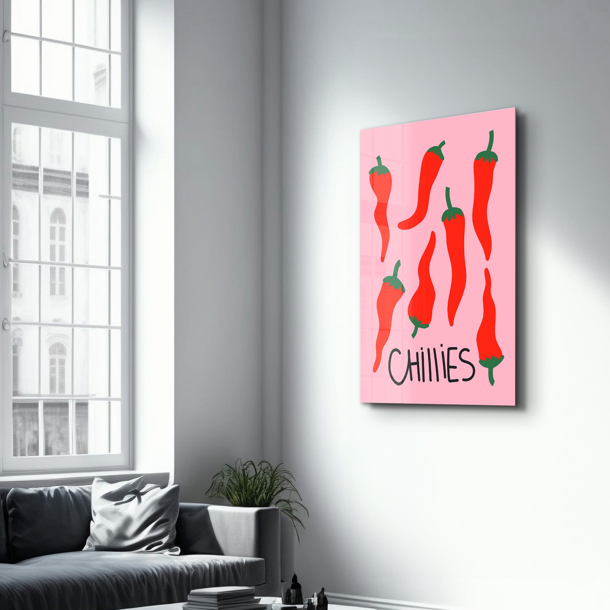 Chillies 🌶️ | Glass Wall Art - Artdesigna