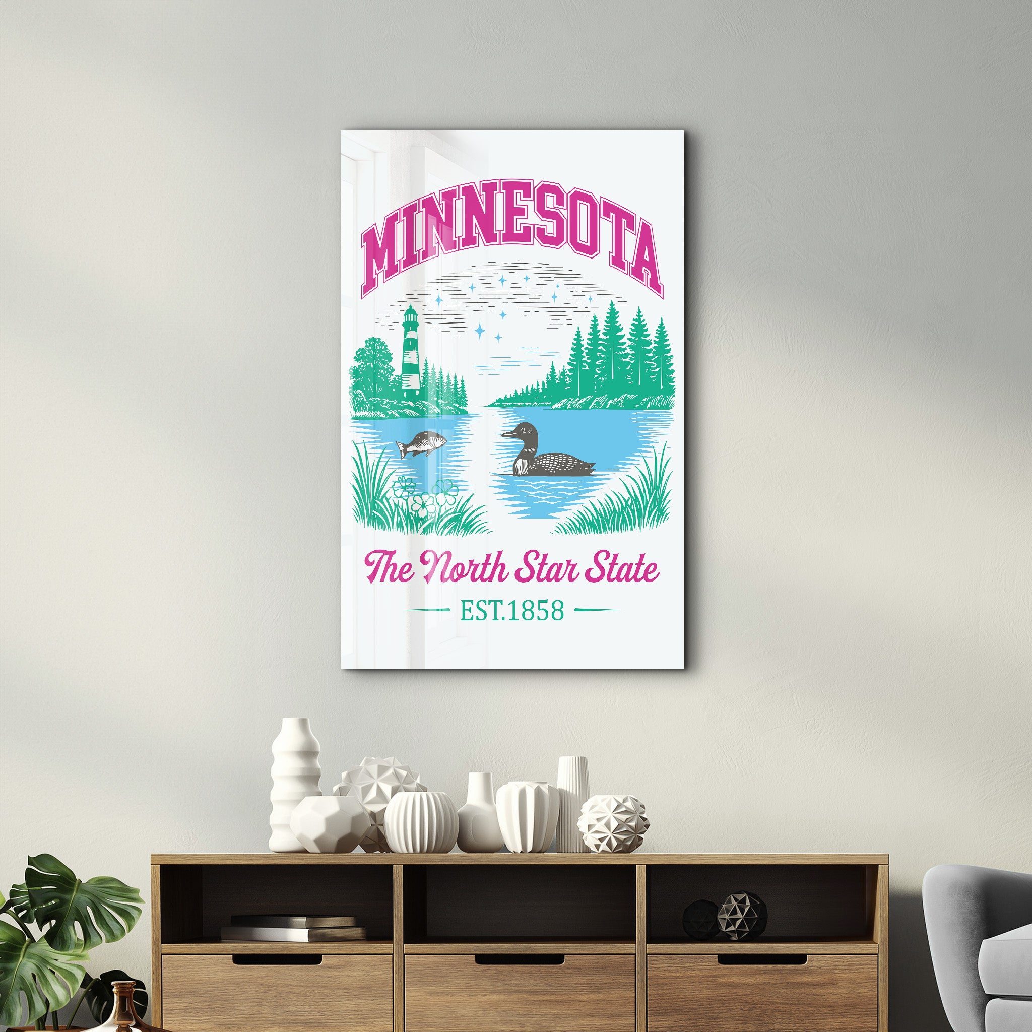Minnesota - The North Star State | Glass Wall Art