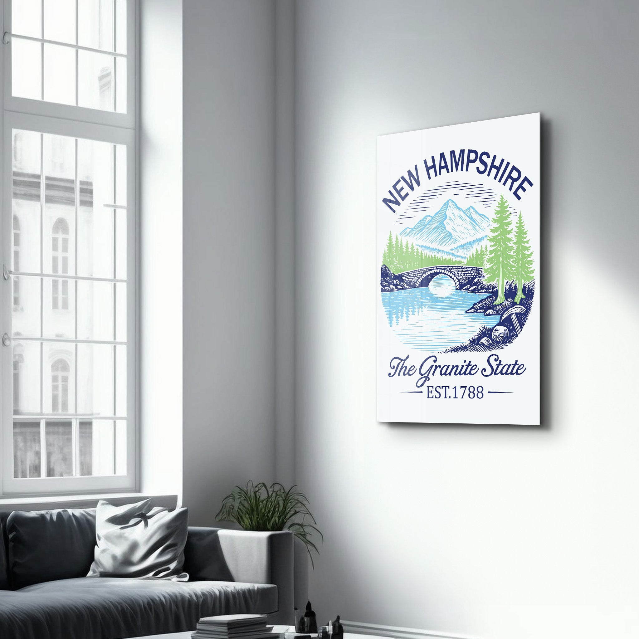 New Hampshire - The Granite State | Glass Wall Art