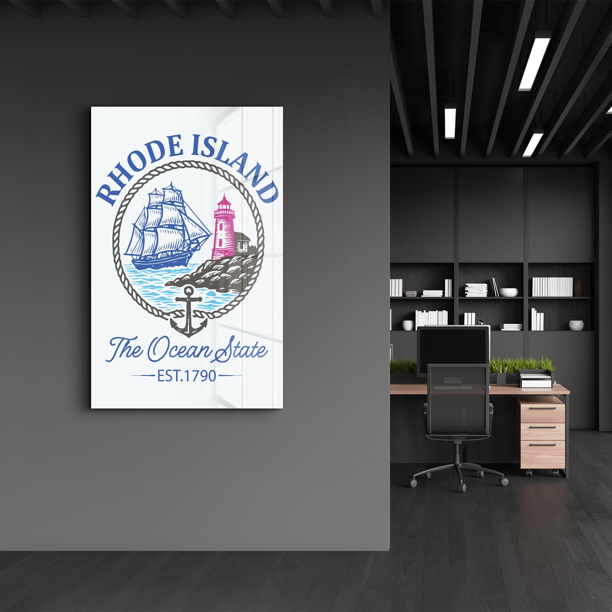 Rhode Island - The Ocean State | Glass Wall Art