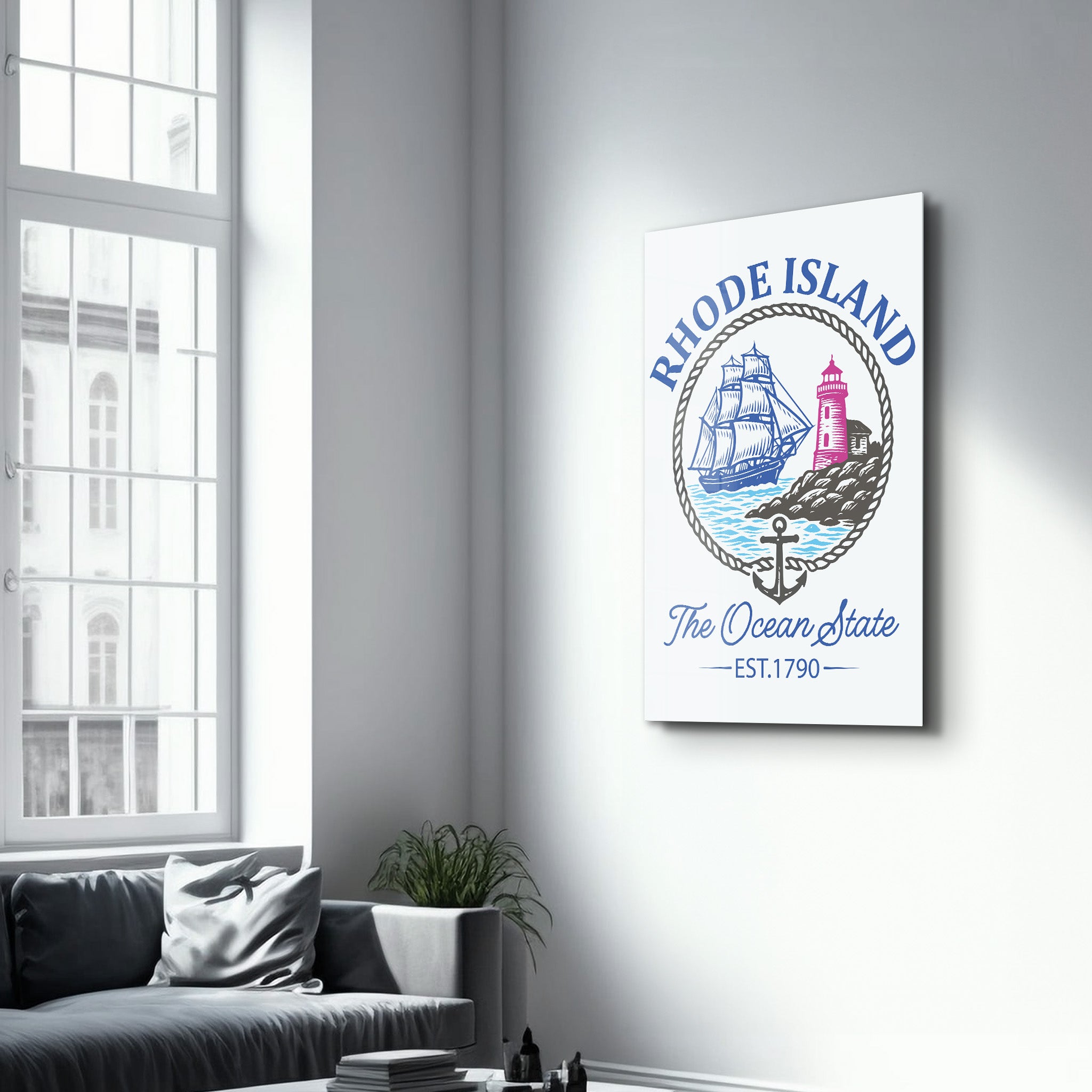 Rhode Island - The Ocean State | Glass Wall Art