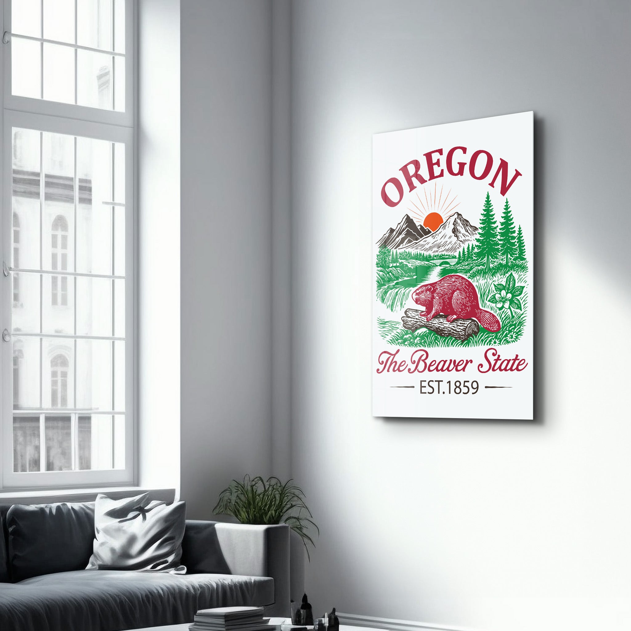 Oregon - The Beaver State | Glass Wall Art