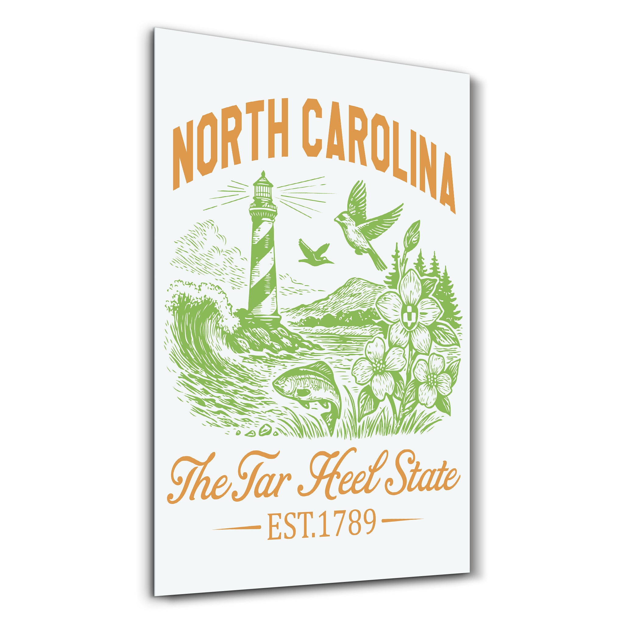 North Carolina - The Tar Heel State | Glass Wall Art