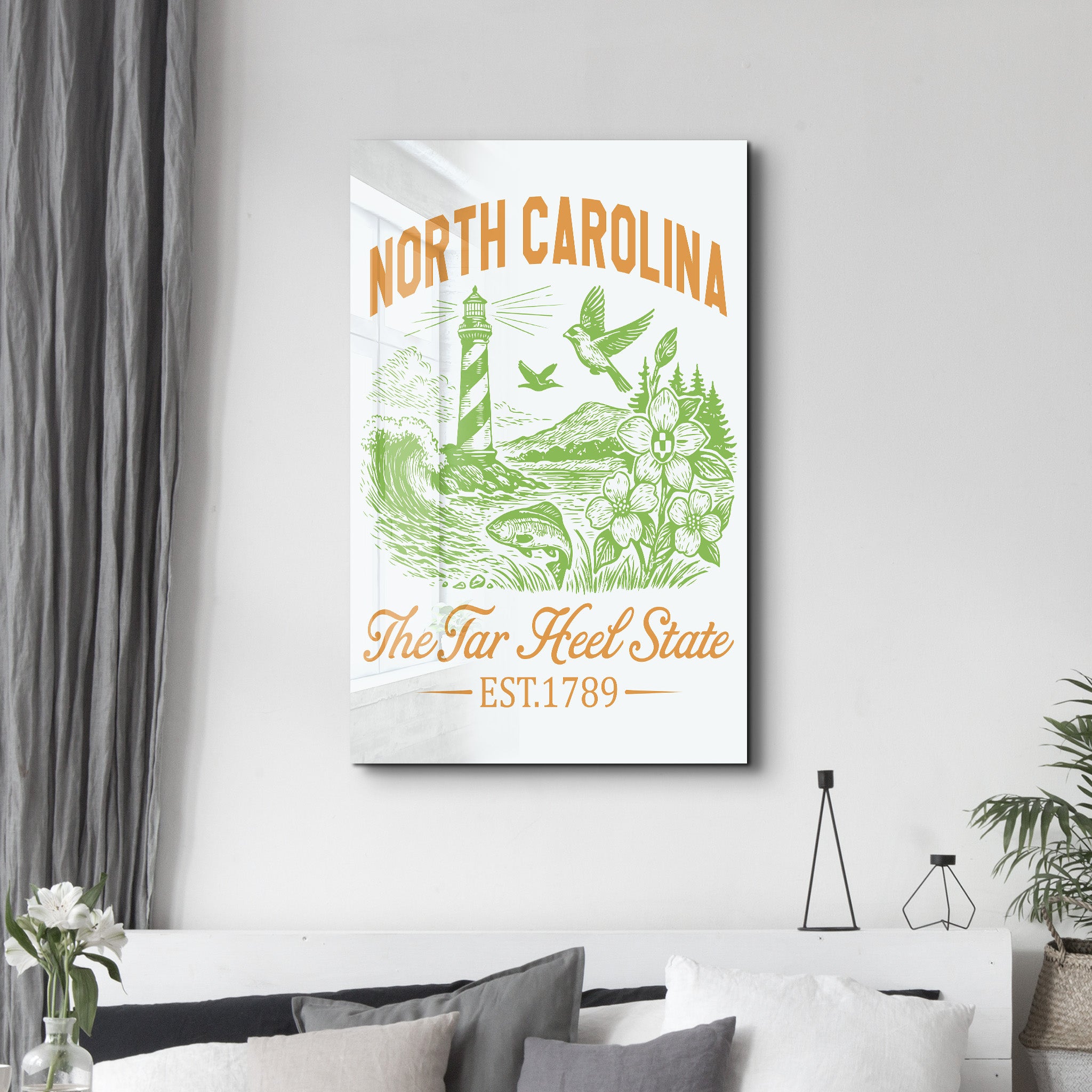 North Carolina - The Tar Heel State | Glass Wall Art
