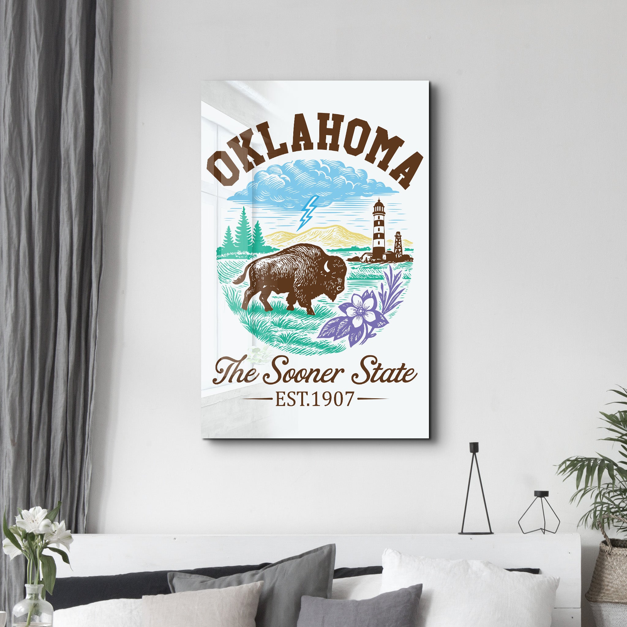 Oklahoma - The Sooner State | Glass Wall Art