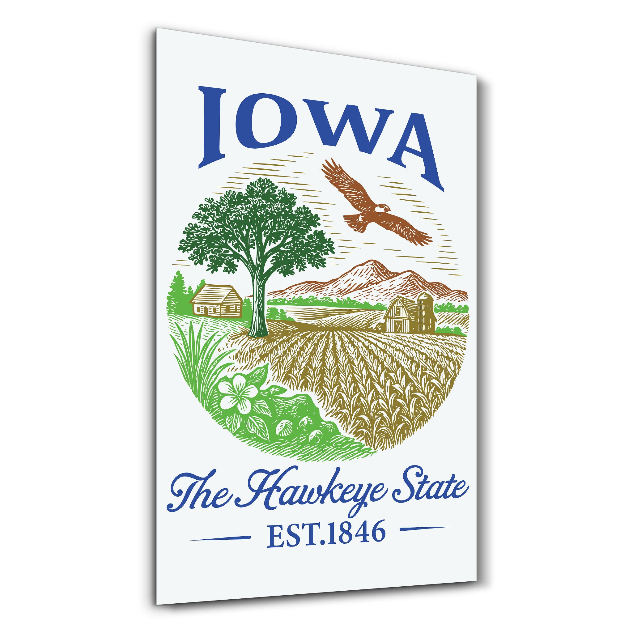Iowa - The Hawkeye State | Glass Wall Art