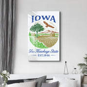Iowa - The Hawkeye State | Glass Wall Art