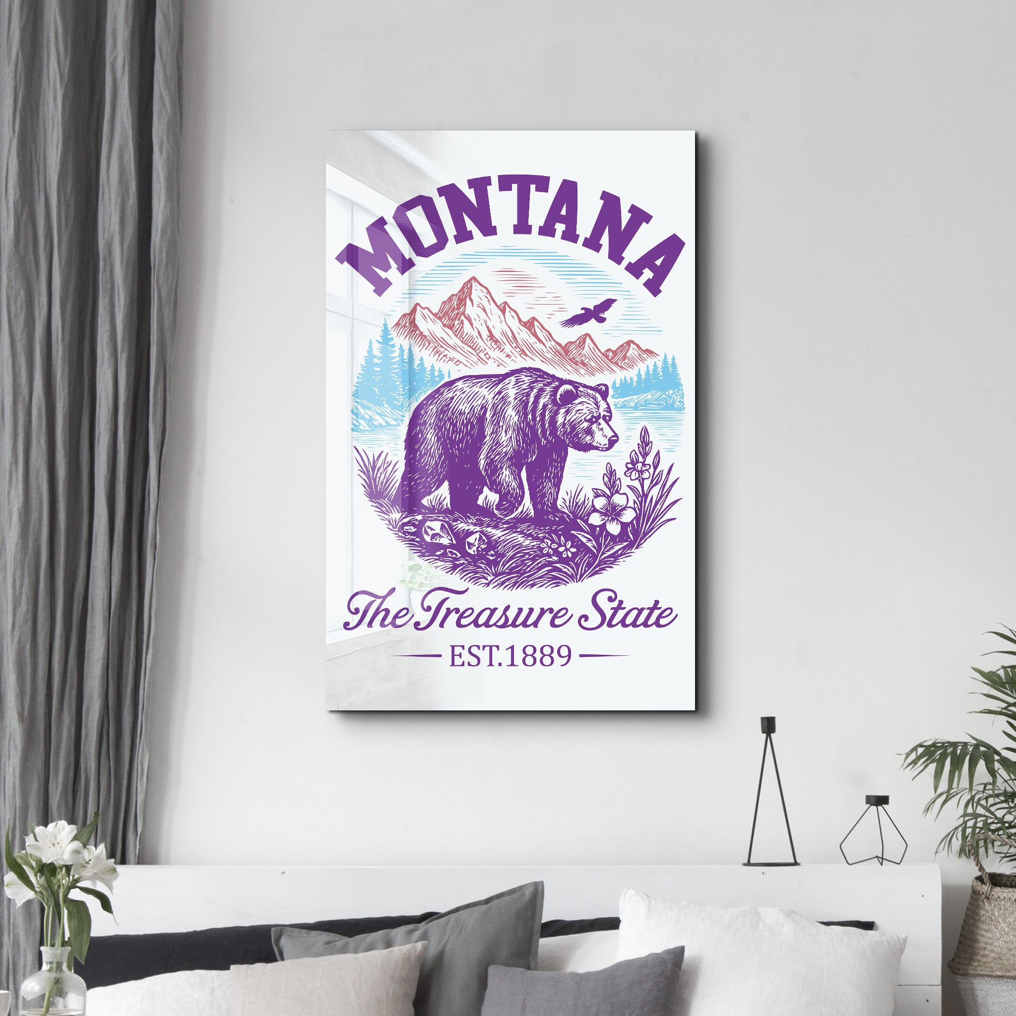 Montana - The Treasure State | Glass Wall Art