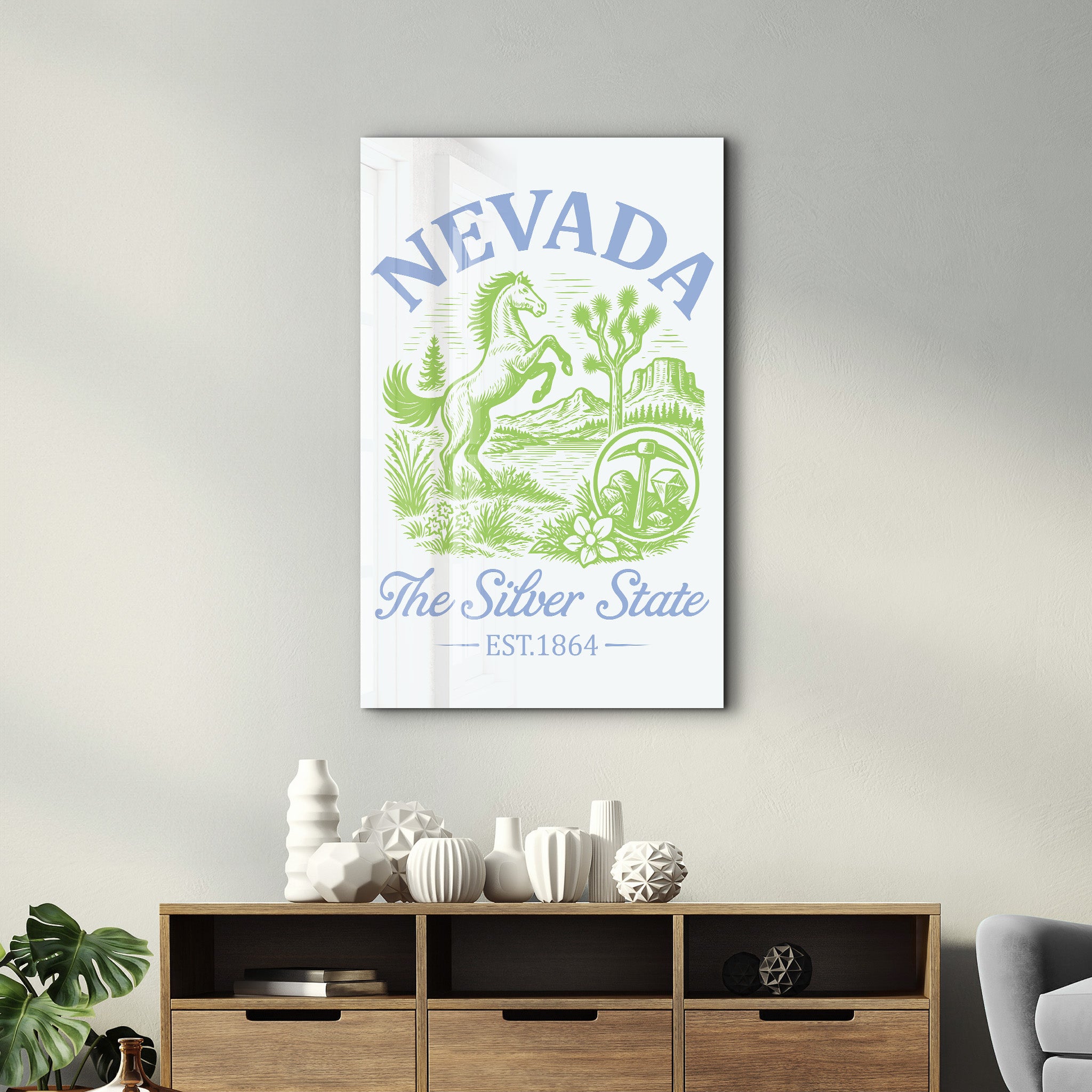 Nevada - The Silver State | Glass Wall Art
