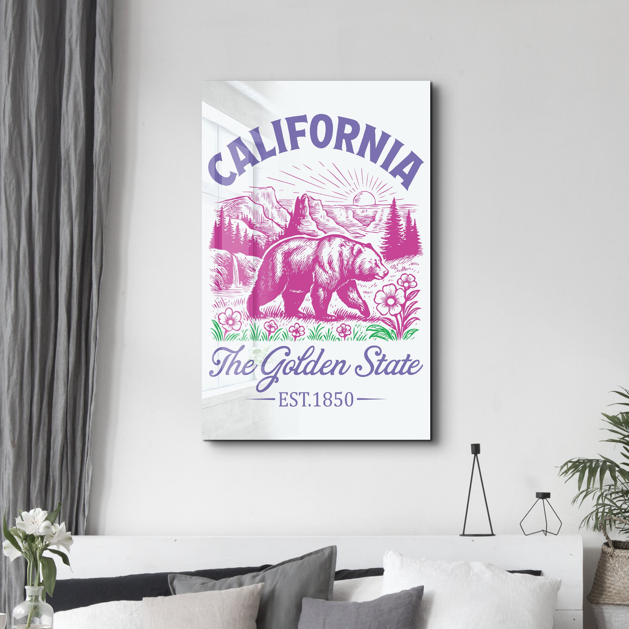 California - The Golden State | Glass Wall Art