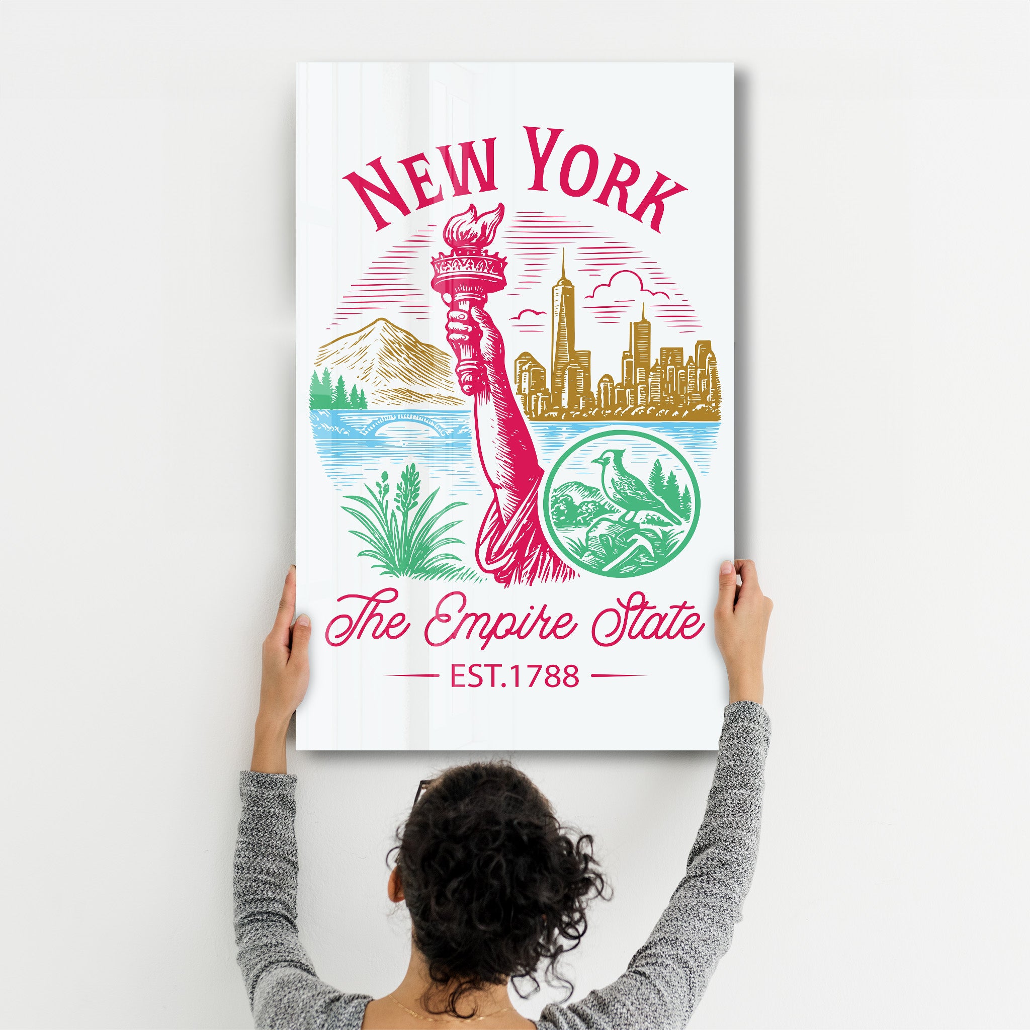 New York - The Empire State | Glass Wall Art