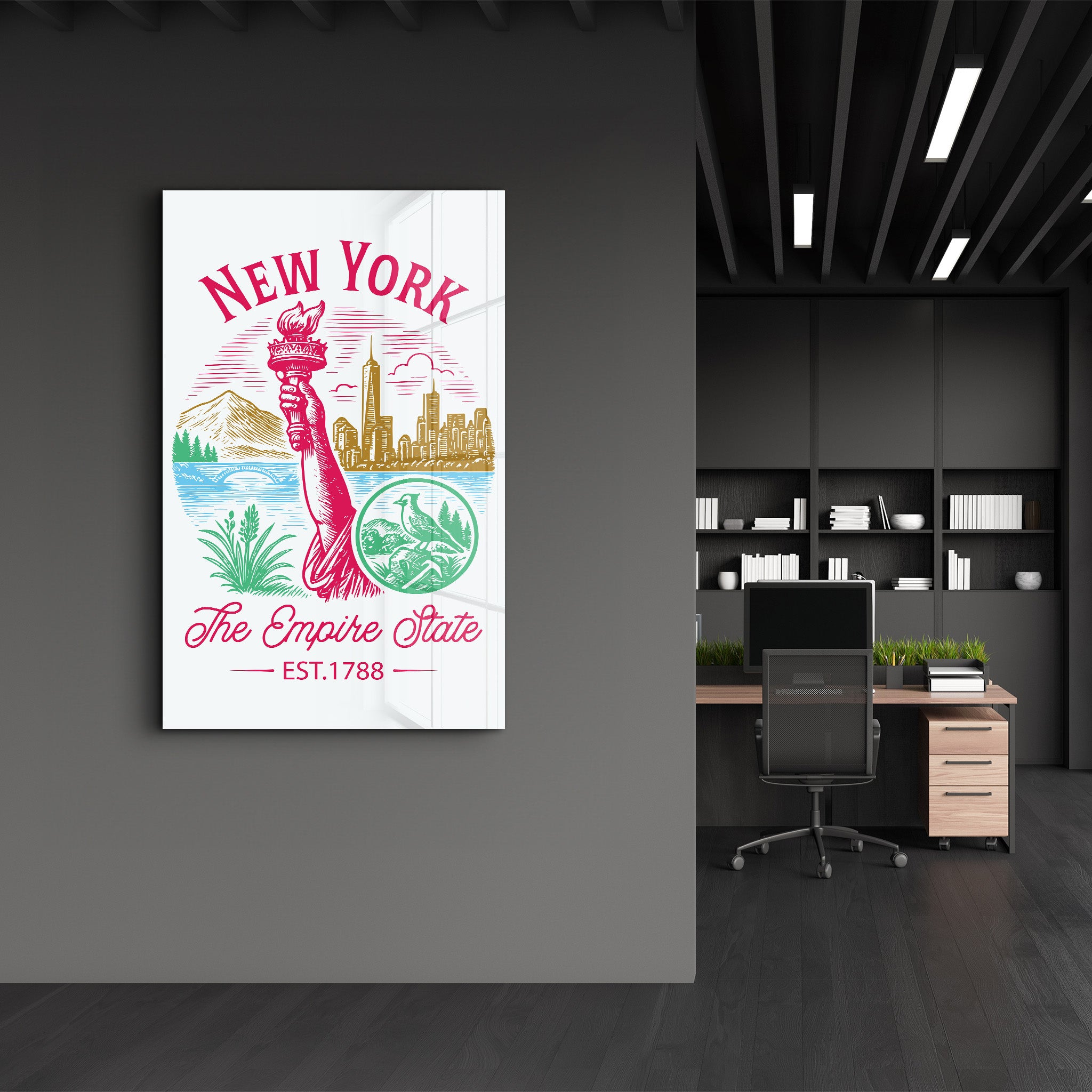 New York - The Empire State | Glass Wall Art