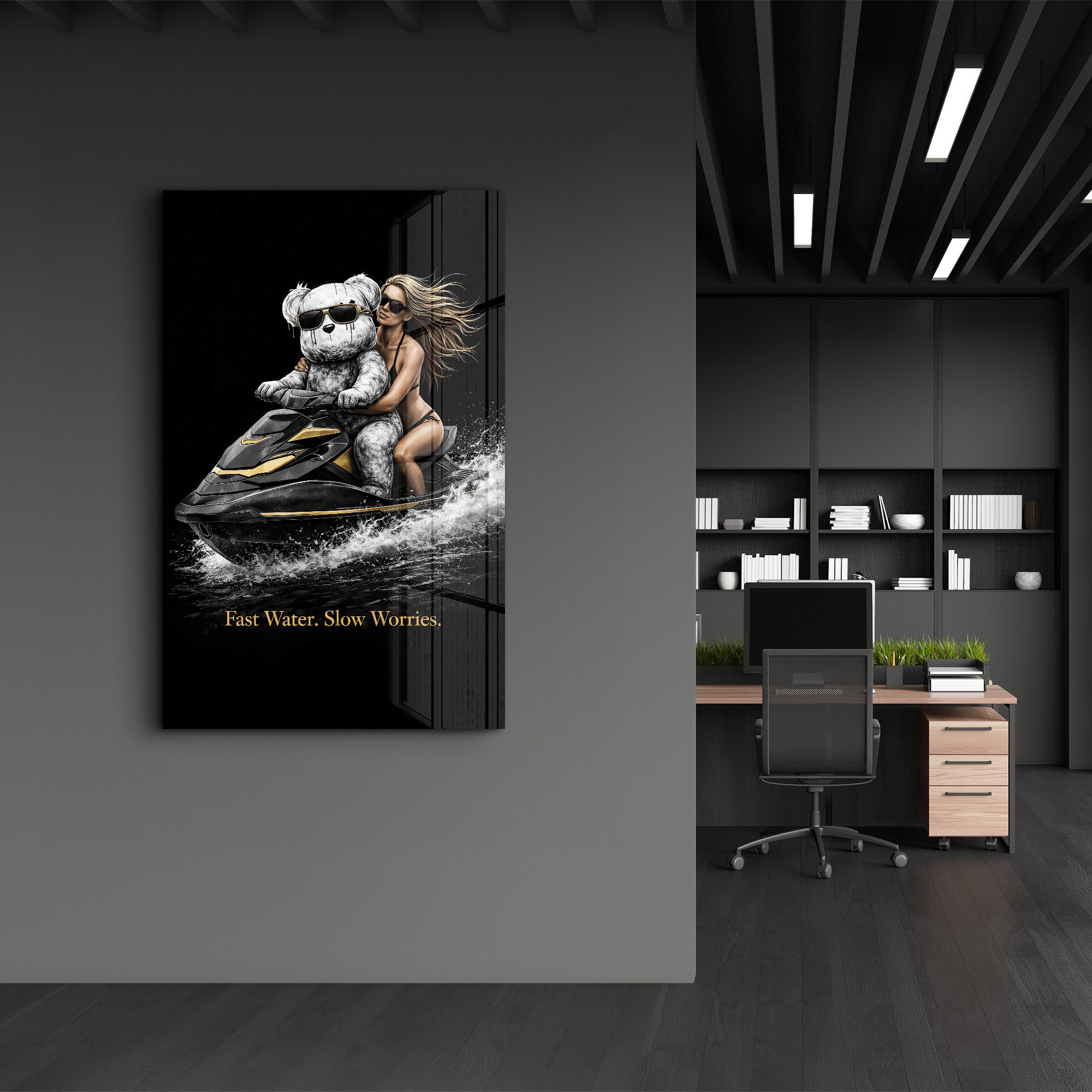 Fast Water Slow Worries x Sugar Teddy | Glass Wall Art