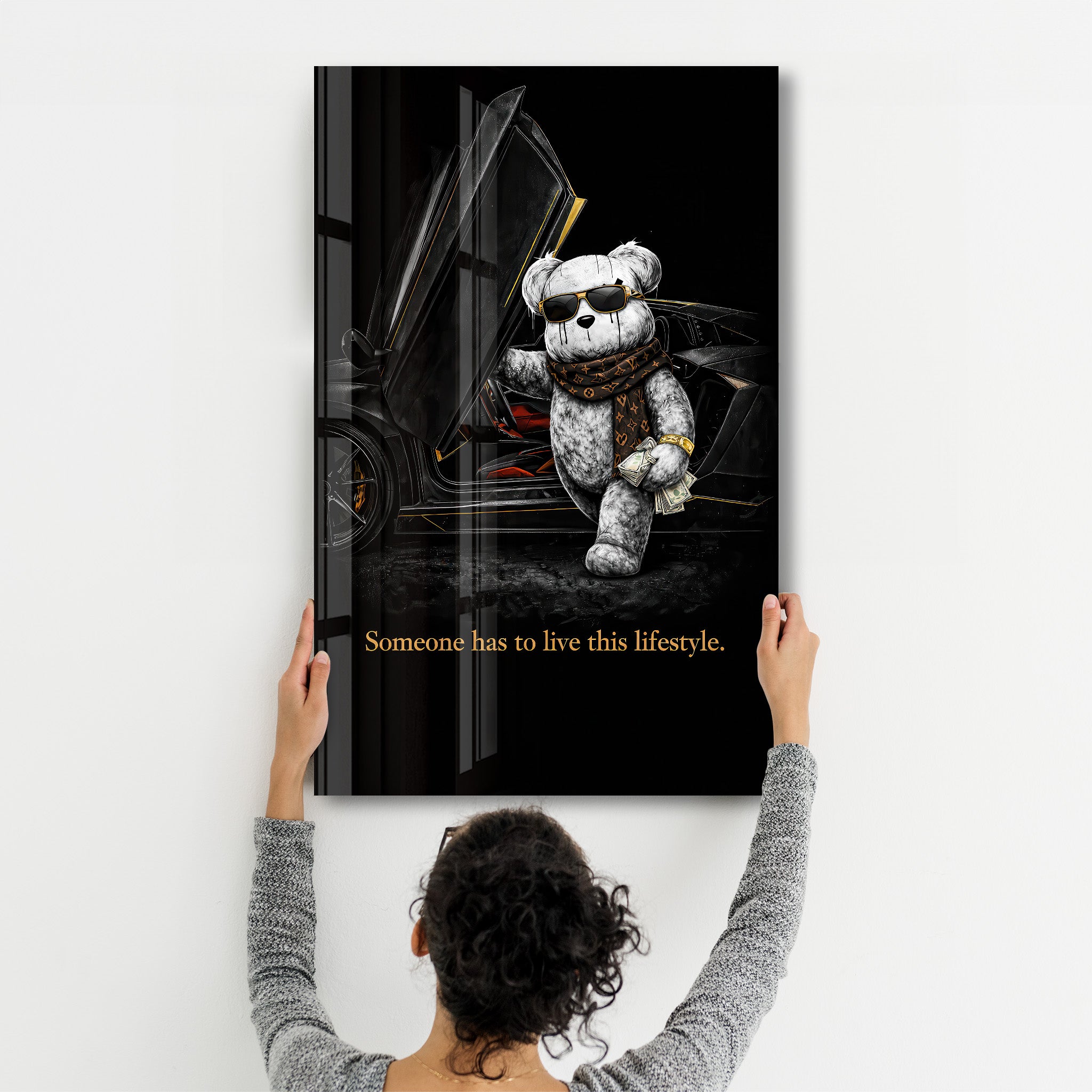 Someone has to live this lifestyle x Sugar Teddy | Glass Wall Art