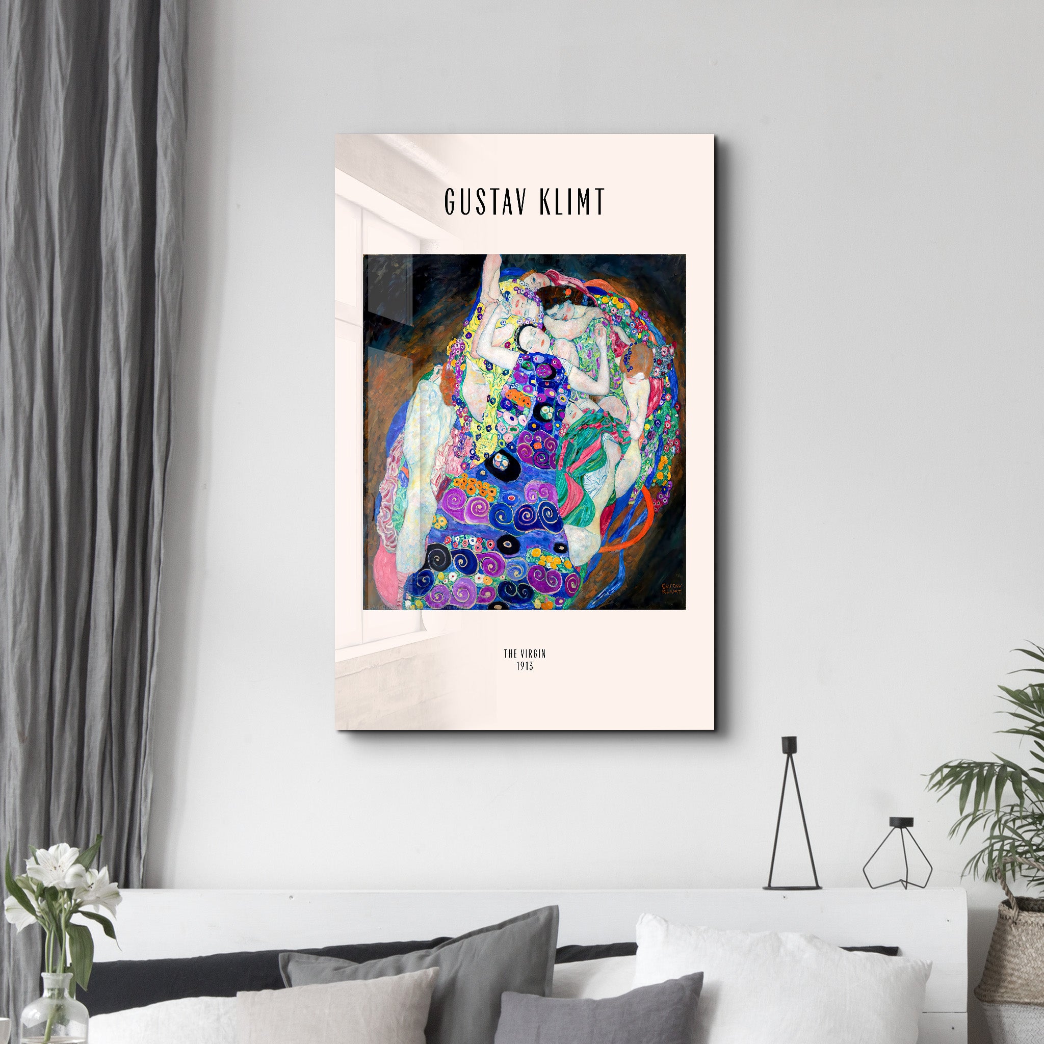 The Virgin 1913 - Gustav Klimt | Glass Wall Art