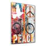 Peace Ride Urban Bicycle Collage Art | Glass Wall Art
