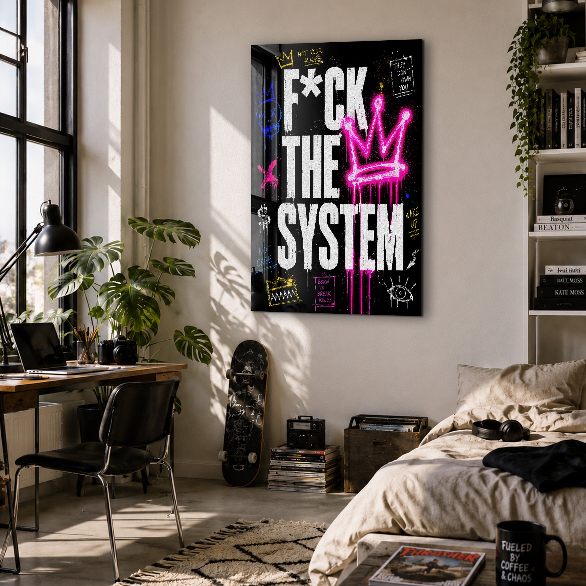 F The System | Glass Wall Art