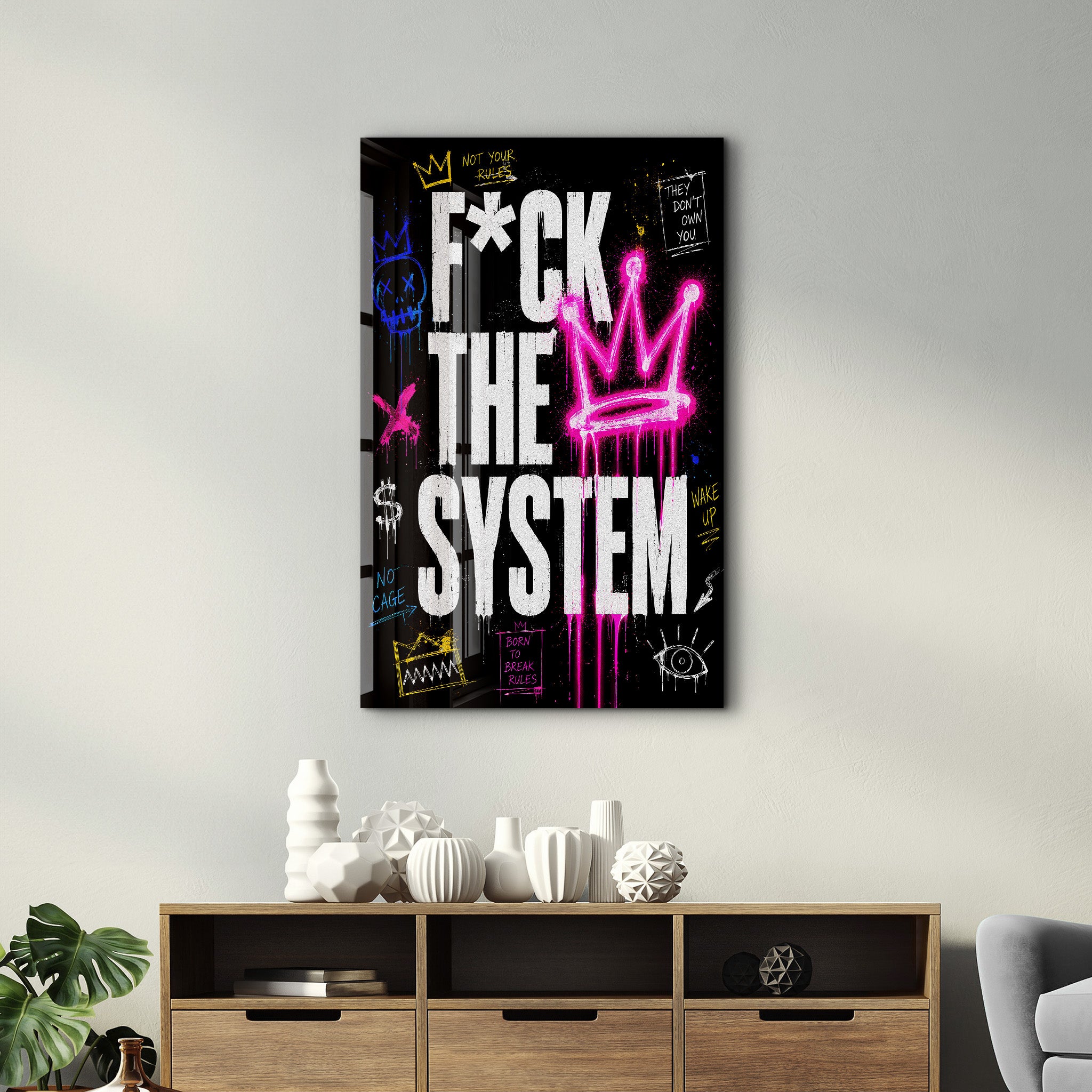 F The System | Glass Wall Art