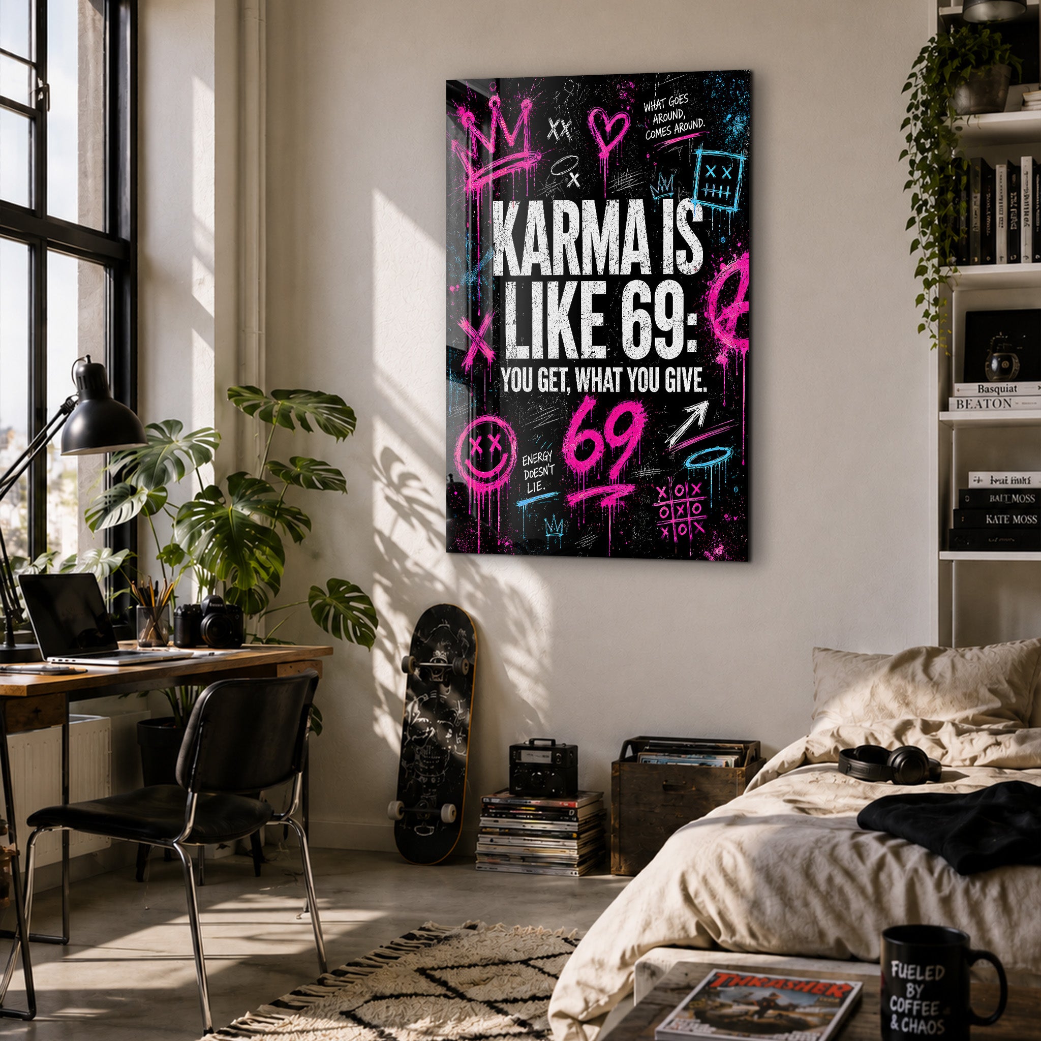 Karma is Like 69 | Glass Wall Art