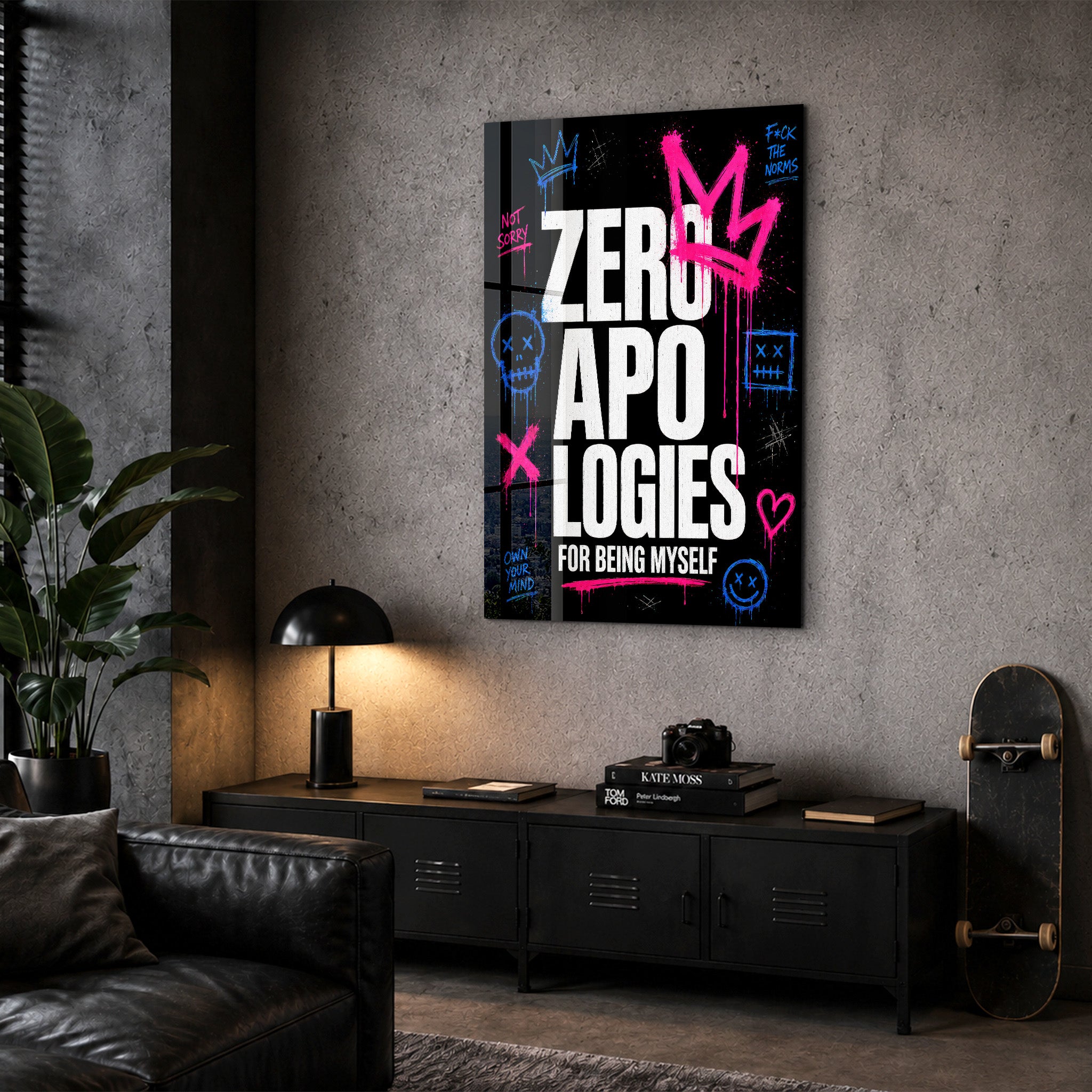 Zero Apologies | Glass Wall Art