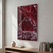 Crimson Veins | Glass Wall Art