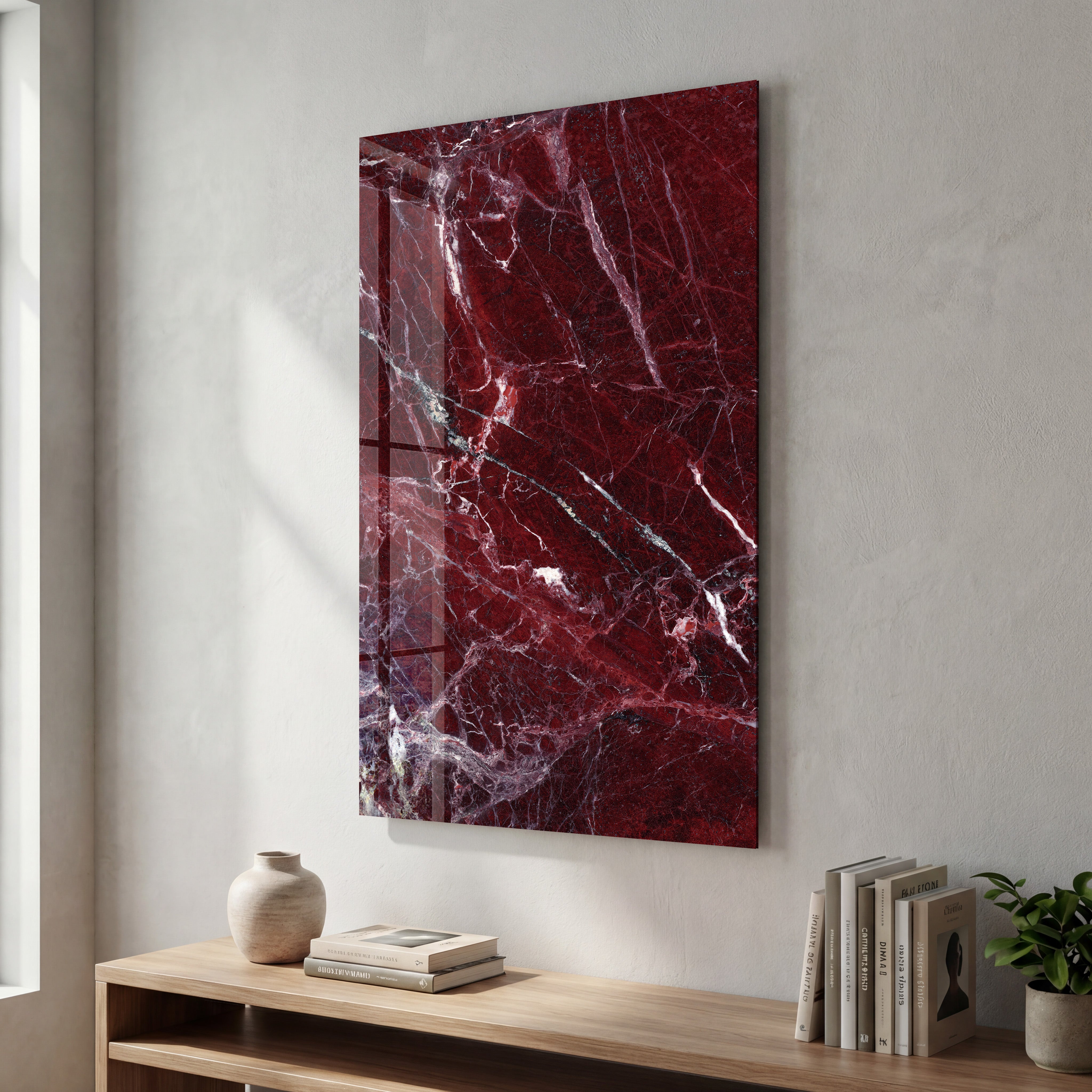 Ruby Marble | Glass Wall Art