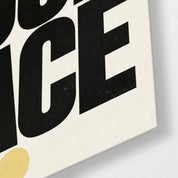 Own Your Pace Artdesigna glass wall art with inspirational typography design close-up